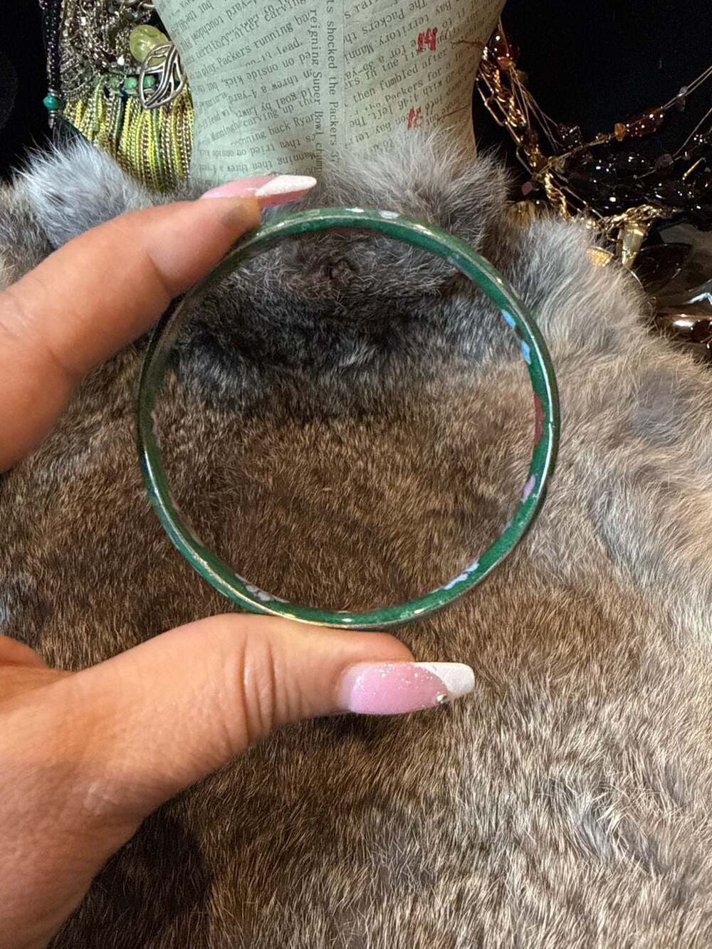 Vintage Green Cloisanay Bangle